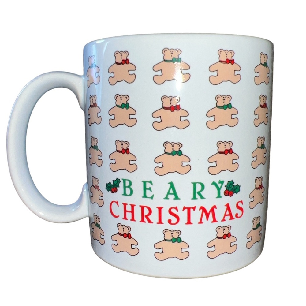 Vintage Russ Berrie Beary Christmas Ceramic Coffee Tea Cup Mug